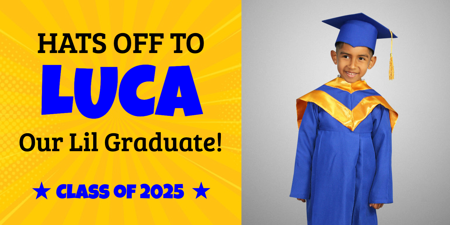 Perfect for your little graduate’s big day! This playful and colorful banner template is designed just for kindergarten or early grade grads. Personalize it with your child’s name and school to create a fun, festive backdrop for photos, parties, or c